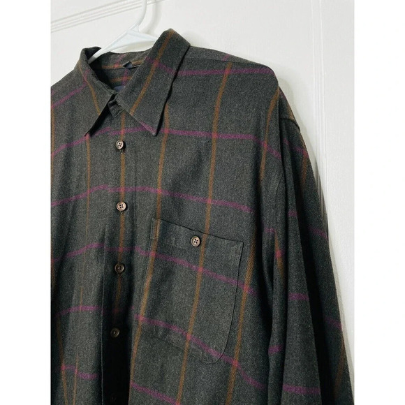 Haupt Mens Button Down Shirt Sz L Window Pane Plaid Long Sleeve Collared - Picture 2 of 9